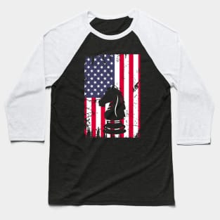 Chess Player Horse Piece American Flag Lovers Baseball T-Shirt